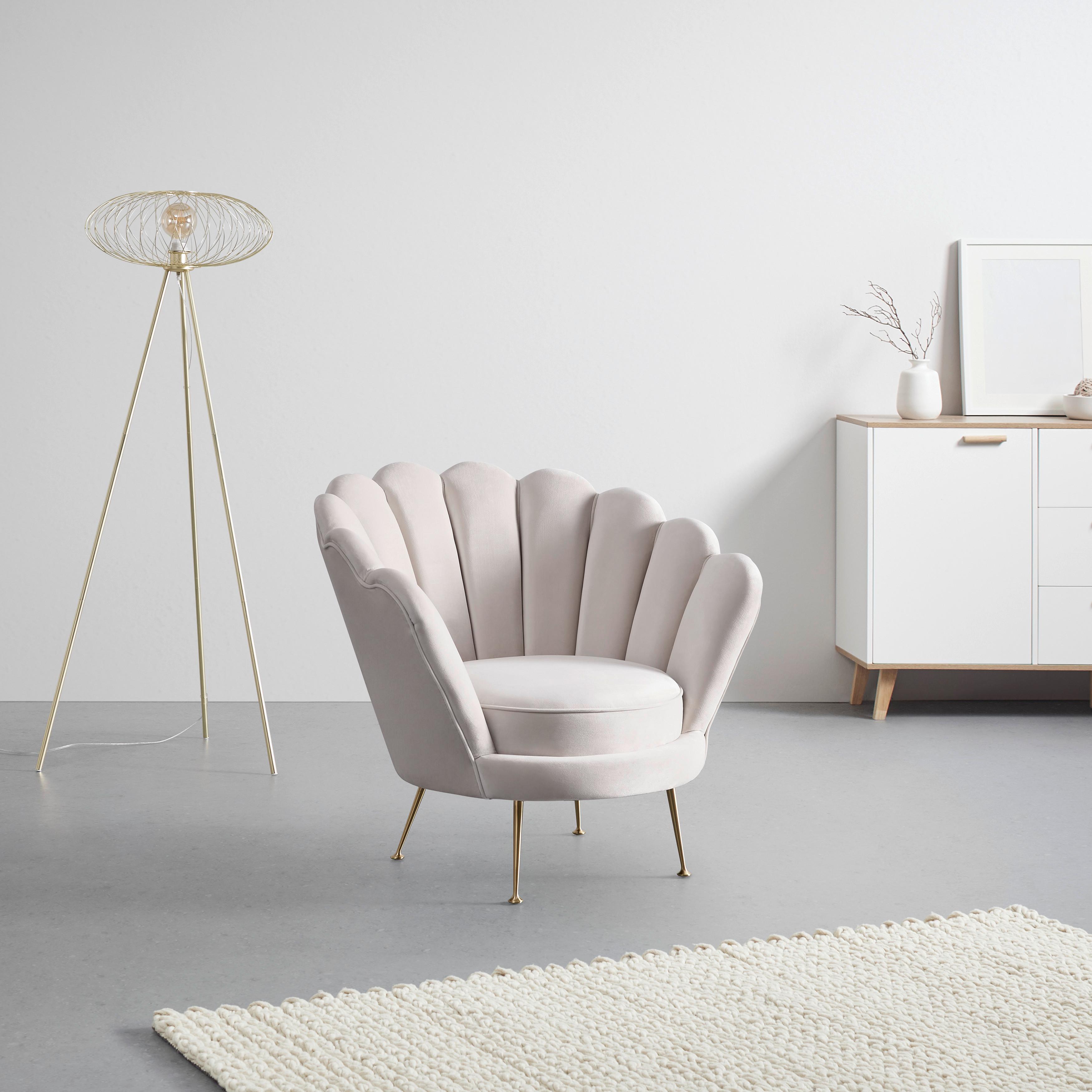 Kreslo Jellina Krémová - zlatá/béžová, Moderný, kov/drevo (88/80/83cm) - Bessagi Home