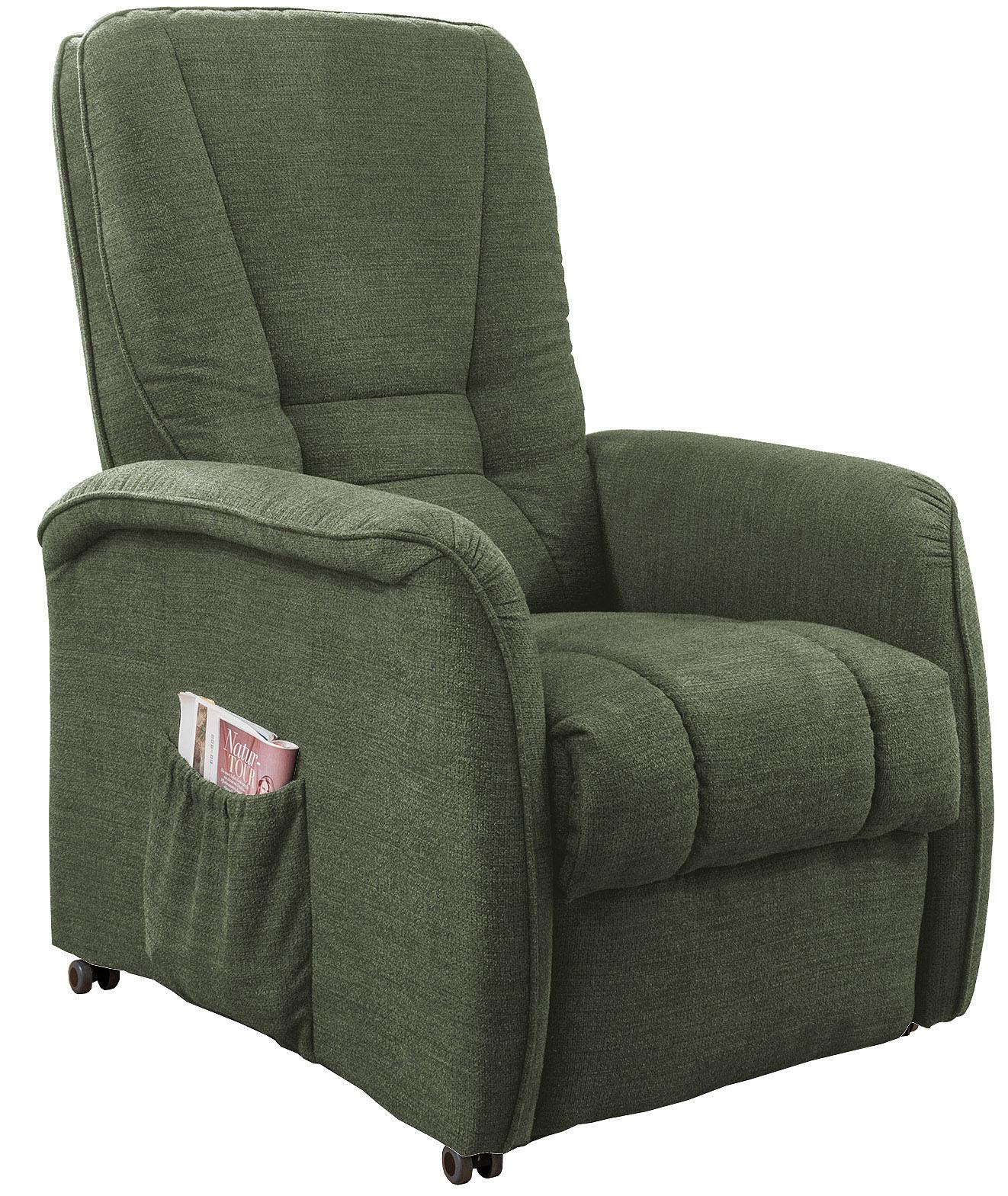 Fernsehsessel Harry Dunkelgrün B: 77 cm - Dunkelgrün/Schwarz, Design, Textil (77/107/88cm) - Livetastic