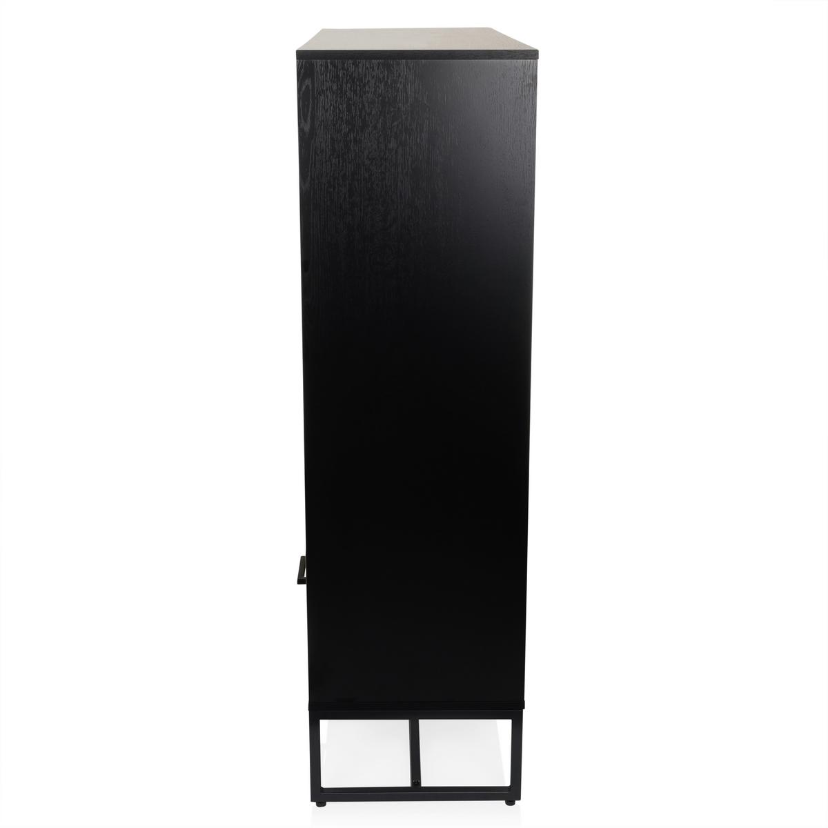 Highboard Amio Eichefarben, Schwarz B: 100 Cm - Eichefarben/Schwarz, MODERN, Holzwerkstoff (100/140/40cm) - MID.YOU