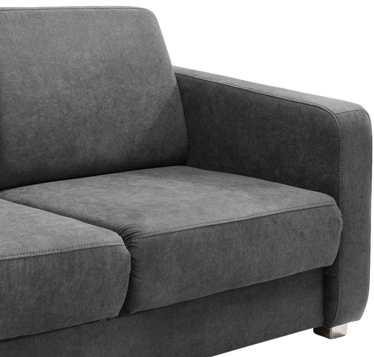 2-Sitzer-Sofa mit Schlaffunkt. Mia Anthrazit - Chromfarben/Anthrazit, Basics, Textil (159/88/87cm) - Livetastic