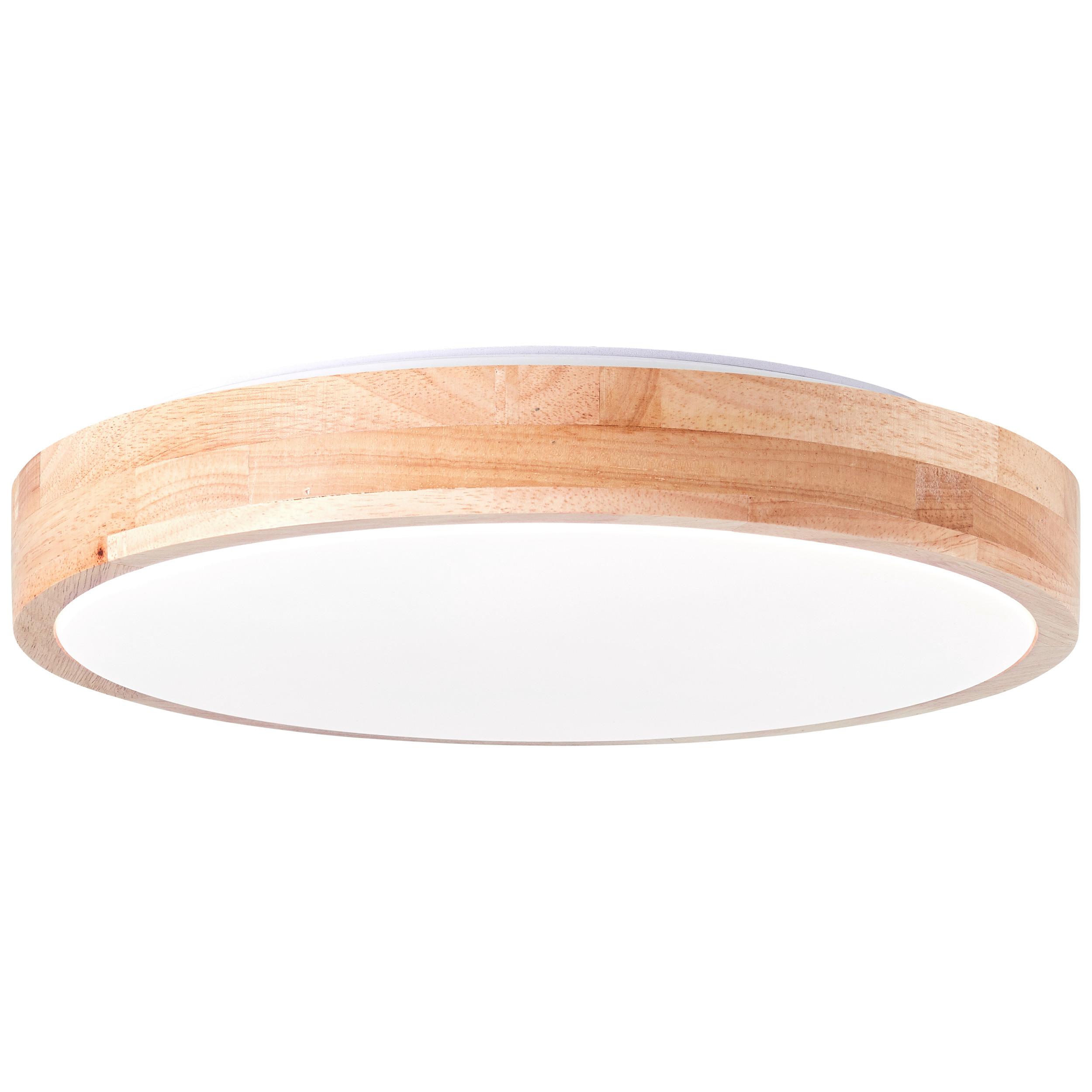 LED-Deckenleuchte Slimeline Ø 34 cm, 3-Fach schaltbar - Hellbraun/Weiß, Design, Holz/Kunststoff (34/34/7cm) - Brilliant