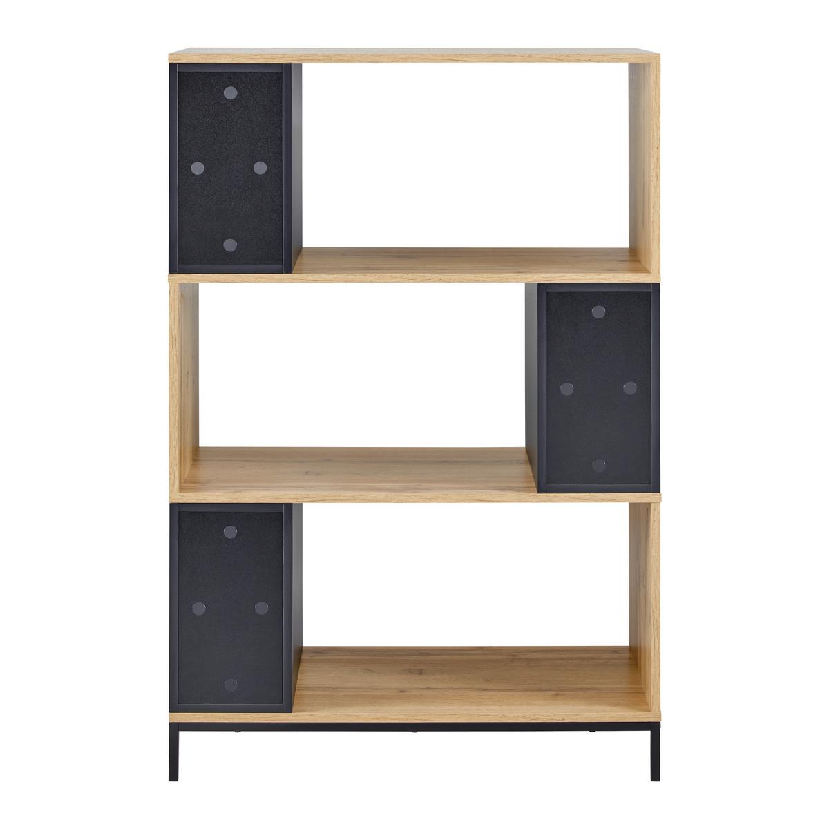 Regál MEGY - čierna/farba duba, Modern, kov (80/121/40cm) - Bessagi Home