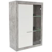 Vitrin Malta - fehér/szürke, Modern, faalapú anyag (96/132/35cm)