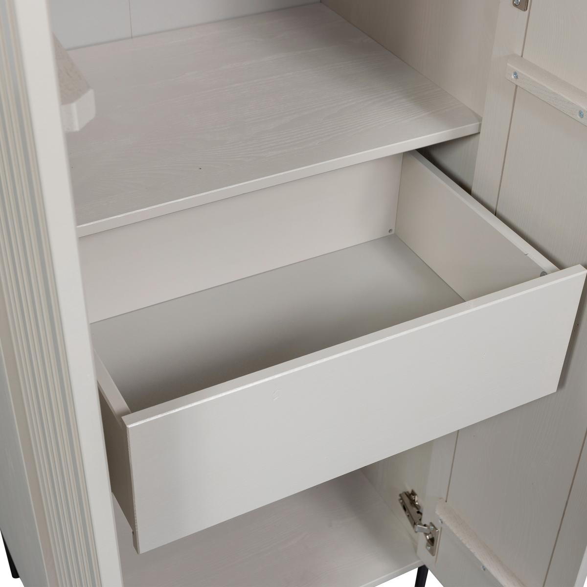 Garderobenschrank Gravure Grau B: 60 cm - Schwarz/Grau, Design, Holz (60/210/42cm) - Livetastic