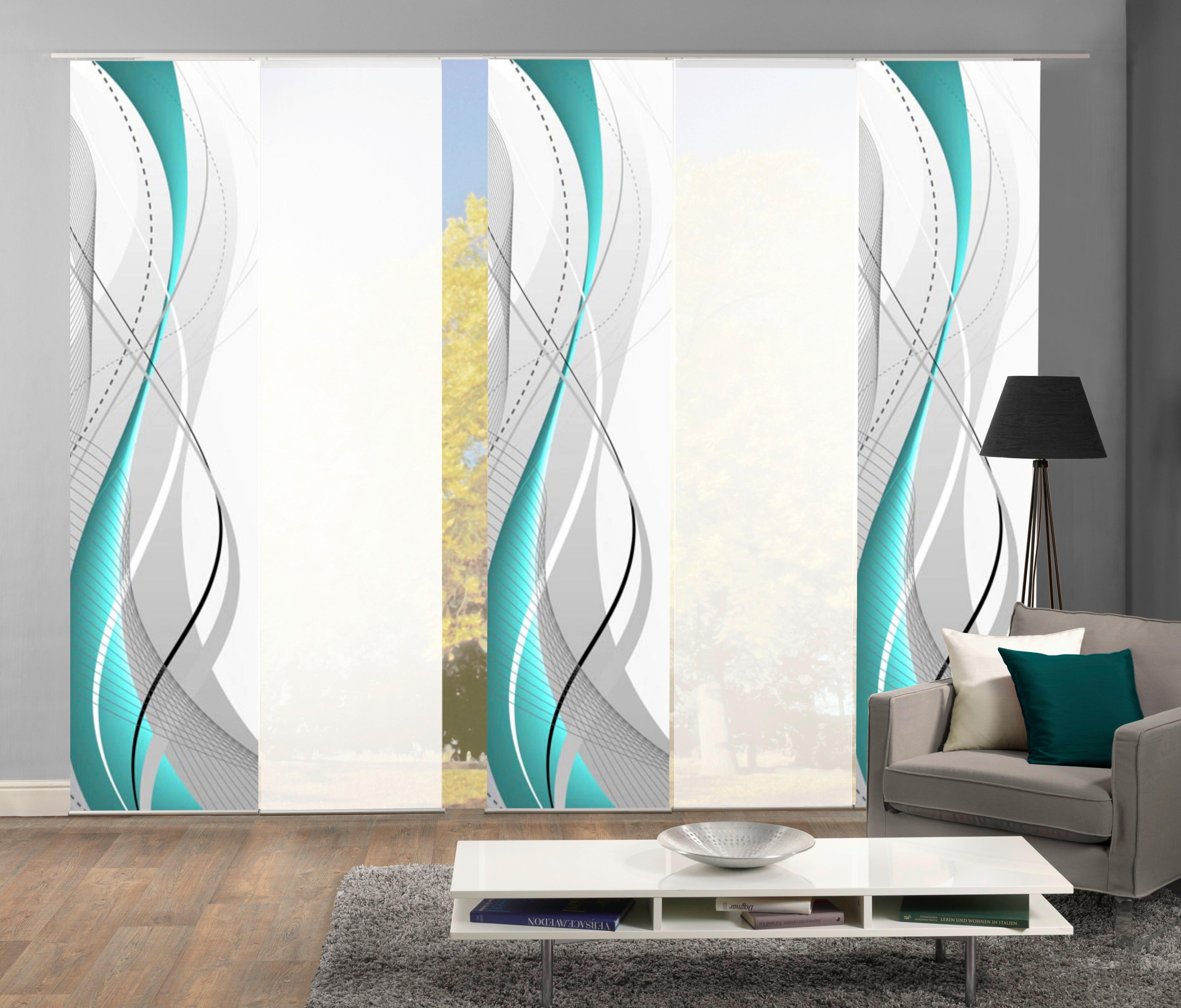 Flächenvorhang Carlisle Petrol B: 60 Cm - Petrol, Design, Textil (60/245cm)