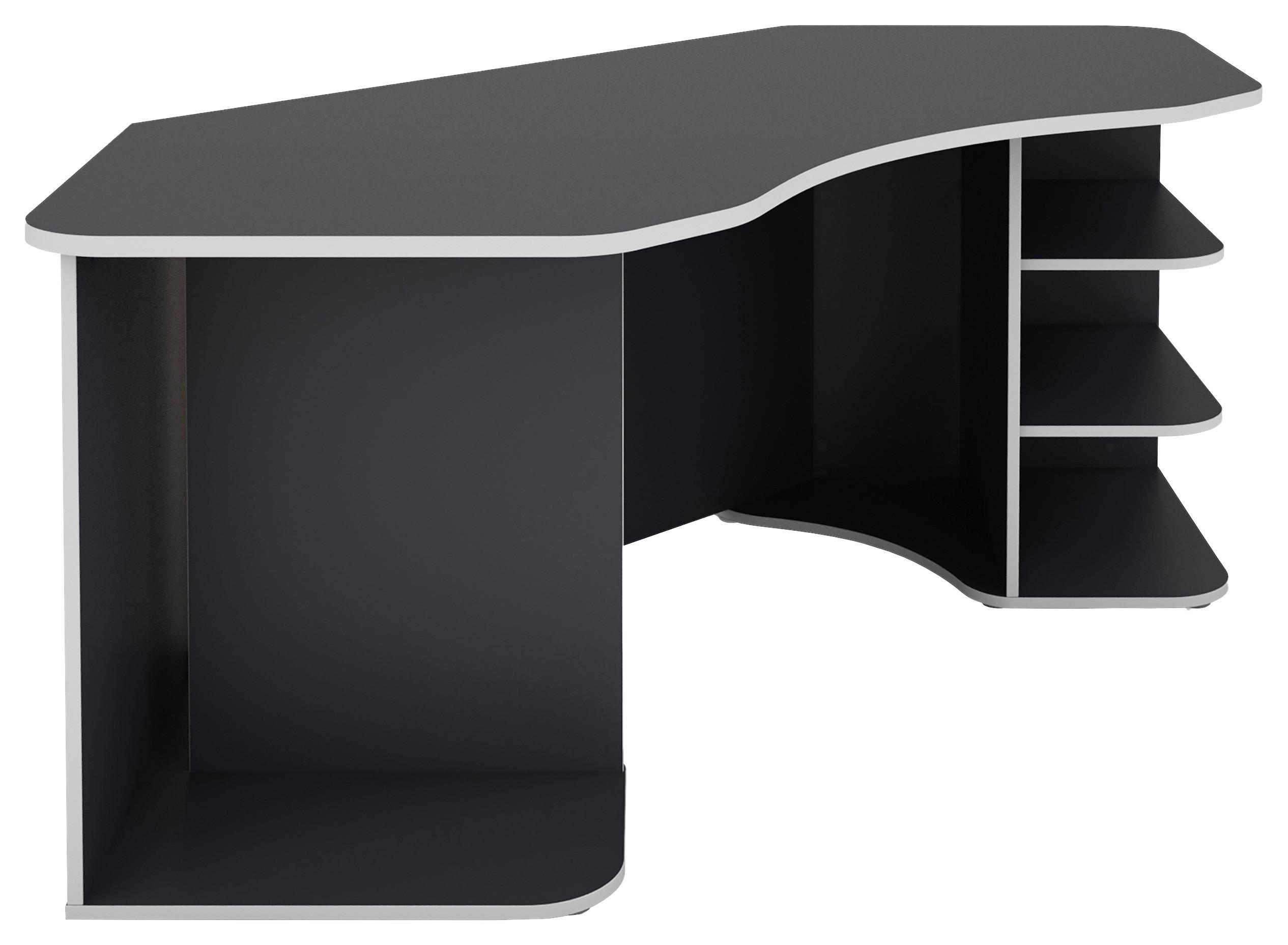 Eckschreibtisch Mit Stauraum B 198 H 76cm Thanatos, Anthrazit - Anthrazit/Weiß, MODERN, Holzwerkstoff (198/85/76cm) - MID.YOU