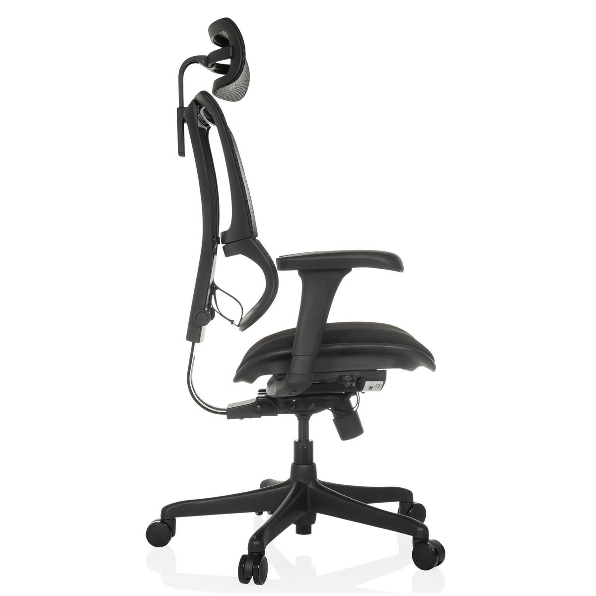 Drehstuhl Ergohuman Slim Eco Schwarz B: 69 cm - Schwarz, MODERN, Kunststoff/Textil (69/112 - 134/63cm) - MID.YOU