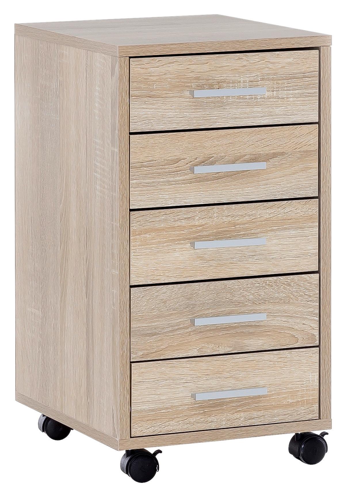 Kanc. kontajner na kolečkách LISA sonoma dub - barvy dubu/barvy stříbra, Konvenční, kompozitní dřevo/plast (33/63/38cm) - MID.YOU