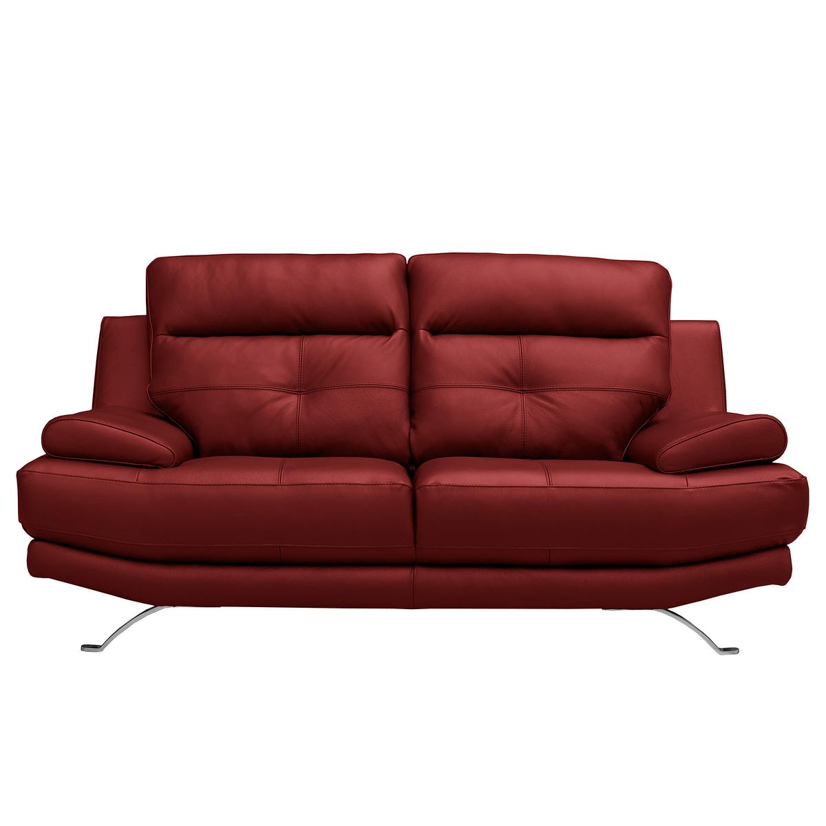 2-sitzer-sofa Derby Echtleder Rot B: 185 Cm - Chromfarben/Rot, Design, Leder (185/92/99cm) - Livetastic