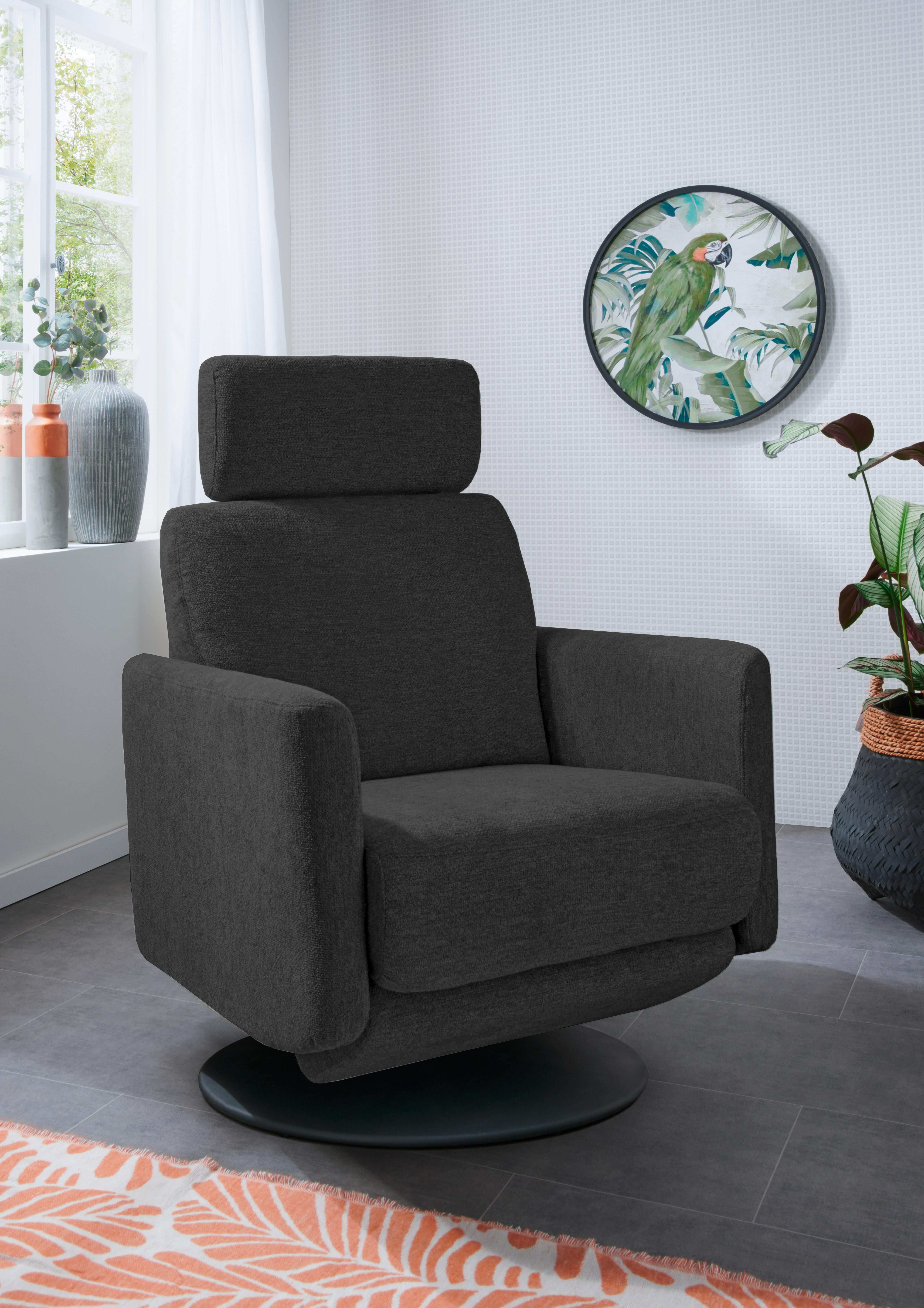 Relaxsessel Centrale T: 87-154 Cm, Schwarz - Schwarz, MODERN, Textil (77/105/87-154cm) - Livetastic
