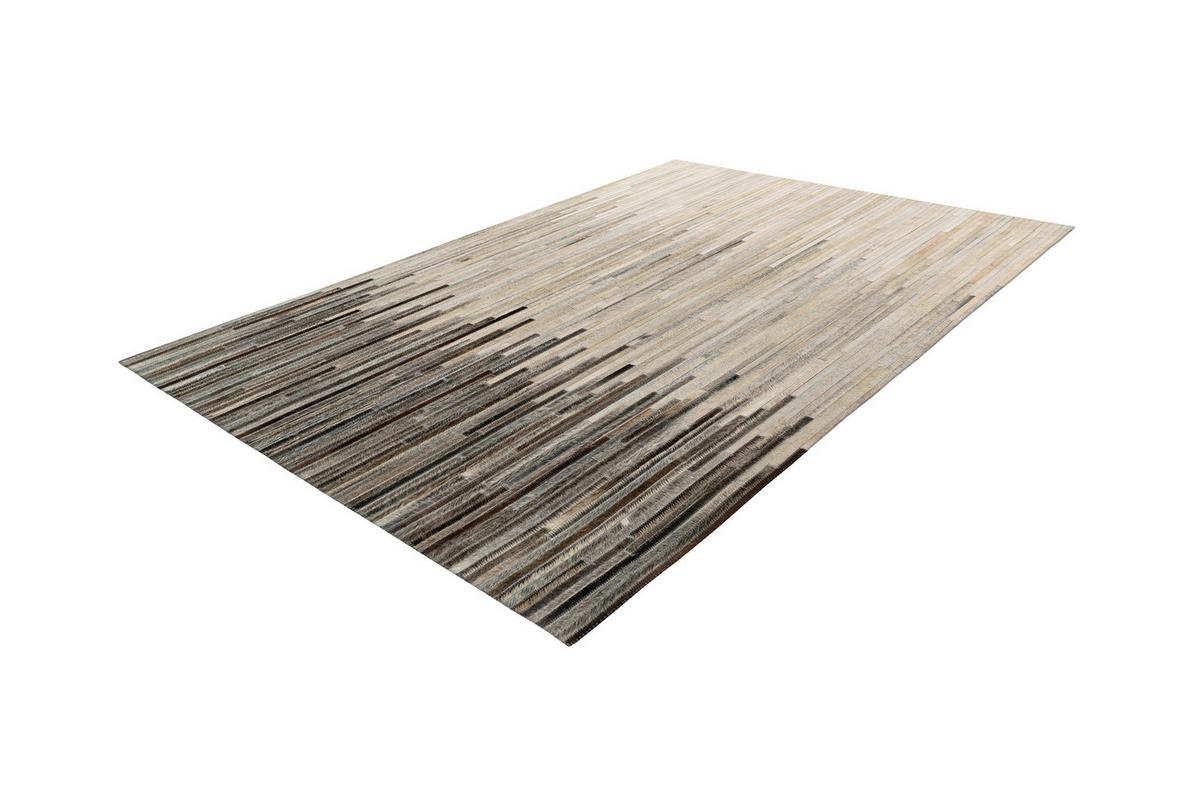 Lederteppich Ravi 300 - Creme/Schwarz, KONVENTIONELL, Leder (120/170cm)