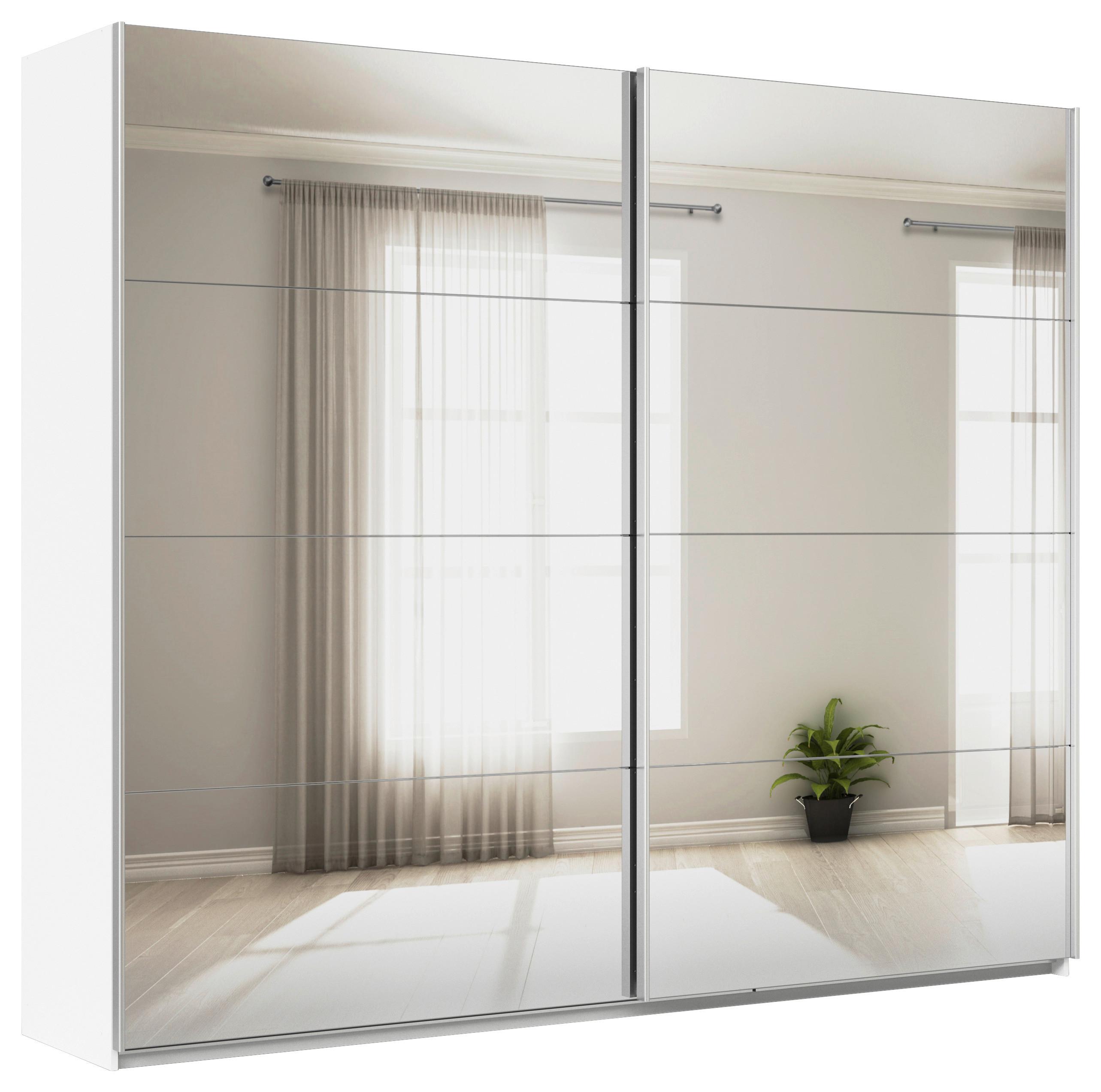 Schwebetürenschrank Mit Spiegel B: 271cm Feldkirch - Silberfarben/Weiß, MODERN, Glas/Holzwerkstoff (271/229/62cm)