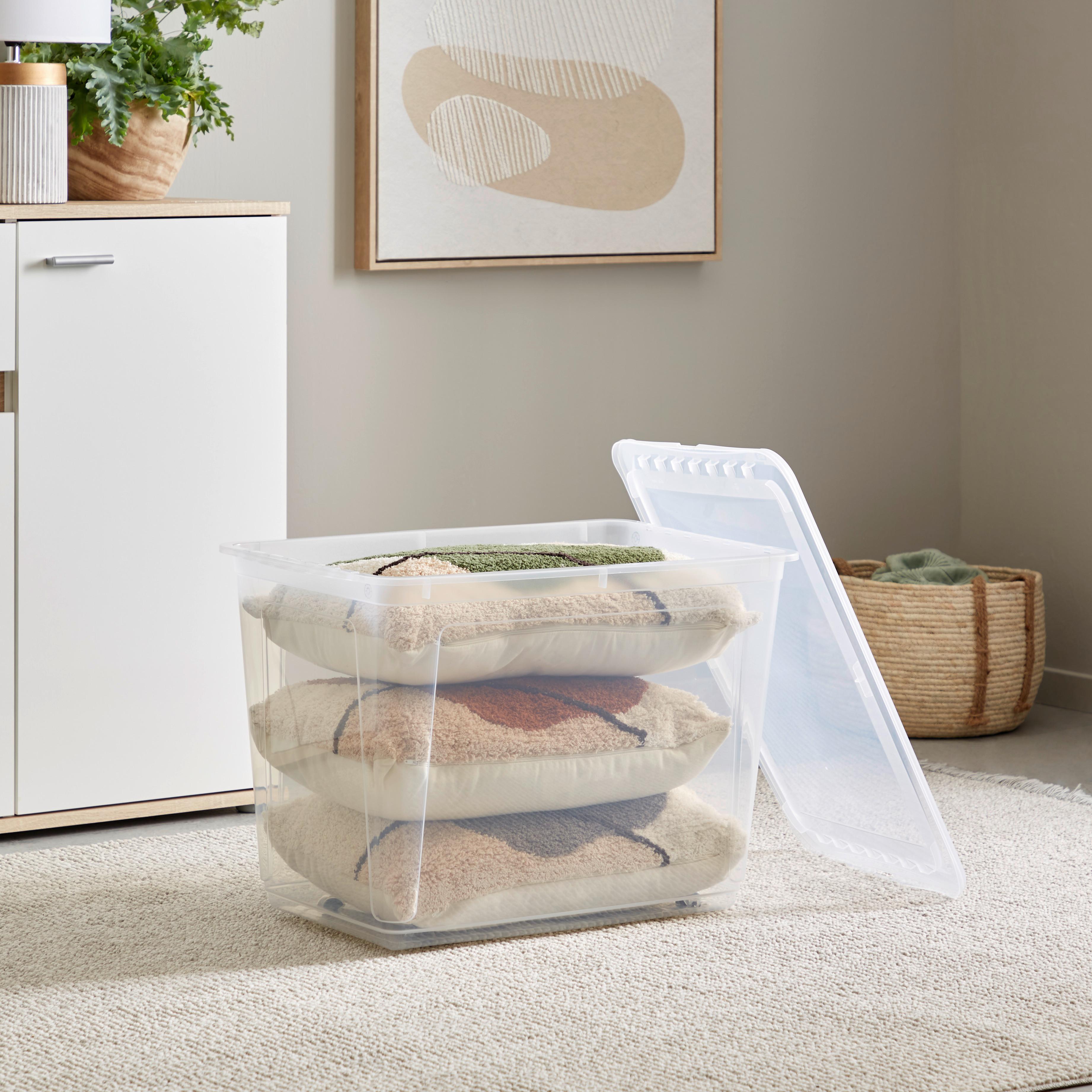 Aufbewahrungsbox mit Deckel 43 L - Transparent, Basics, Kunststoff (59/39/27cm) - Homezone