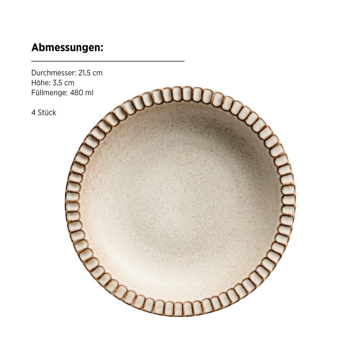 Tellerset 8-Teilig. Steinzeug, Beige - Beige, Basics, Keramik - Mäser