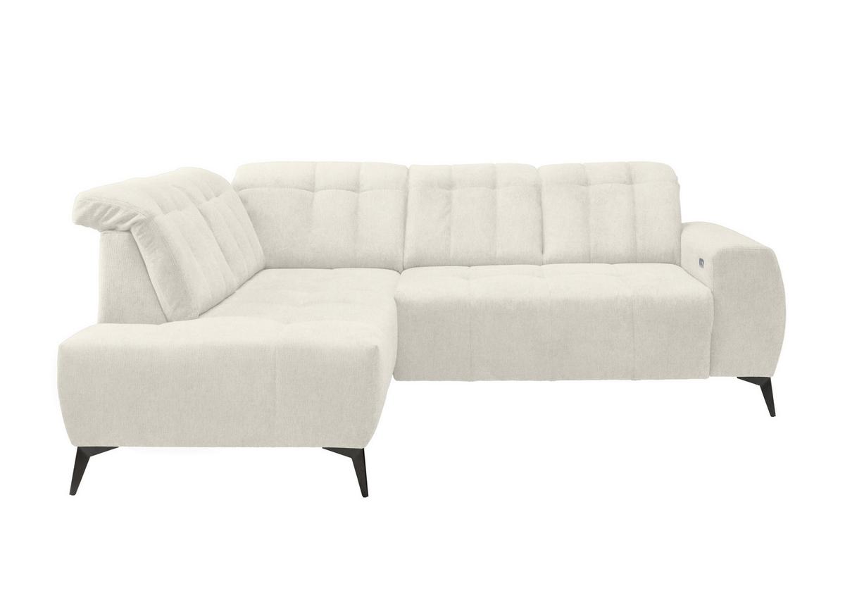 Ecksofa mit USB Anschluss Sano, Creme, S: 200x261 cm - Creme/Schwarz, MODERN, Textil (200/261cm) - Livetastic