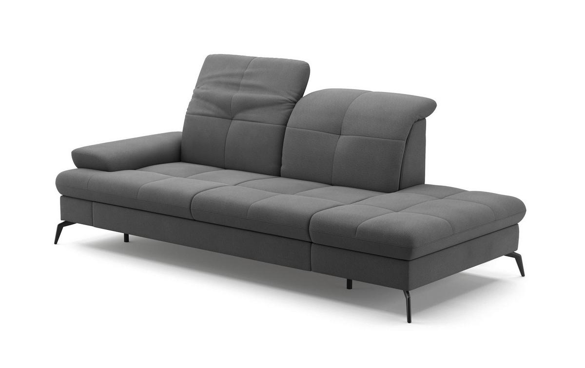 Récamiere Amica E, Grau B: 231 Cm - Schwarz/Grau, KONVENTIONELL, Textil (231/90/122cm) - Sit & More