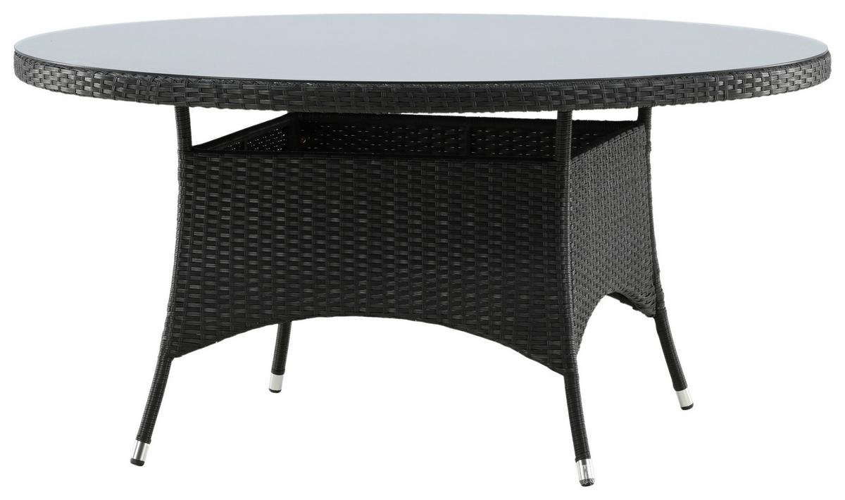 Gartentisch Volta - Schwarz, KONVENTIONELL, Glas/Kunststoff (150/150/74cm) - Gardenson