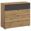 Kommode Apollon Eiche Artisan/schwarz B: 93 Cm - Alufarben/Schwarz, MODERN, Holzwerkstoff (93/81/42cm) - Rauch Möbel