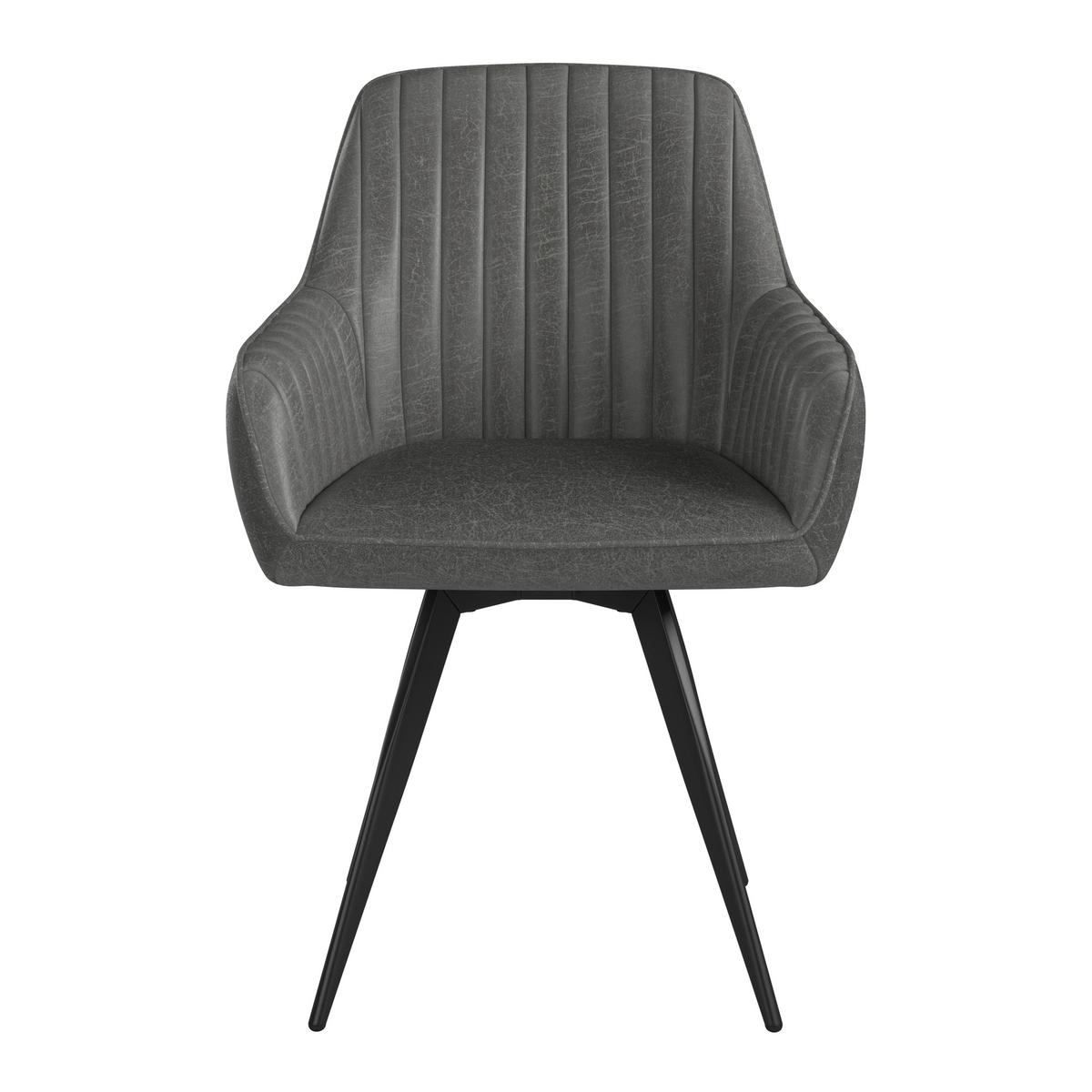 Stuhl Bella Webstoff Grau, 360° drehbar - Schwarz/Grau, KONVENTIONELL, Textil/Metall (63/90/61cm)