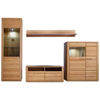 Wohnkombination teilmassiv 4--Teilig. Sena Buchefarben - Buchefarben/Kernbuche, Design, Glas/Holz (319/209/51cm) - Livetastic