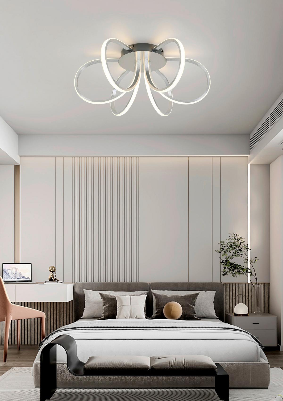 LED-Deckenleuchte Casey - Silberfarben/Nickelfarben, Basics, Kunststoff/Metall (55/22cm) - Luca Bessoni