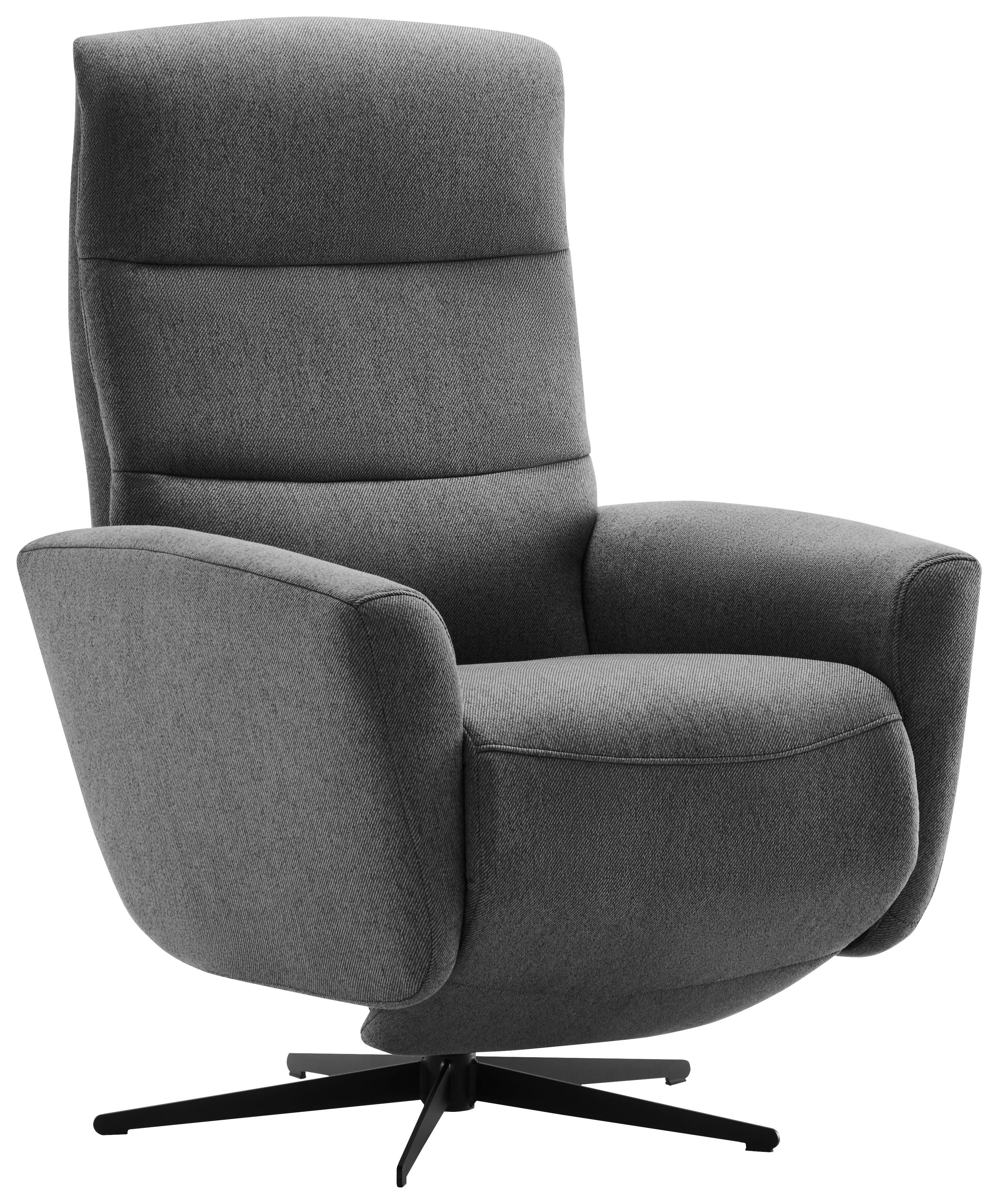 Fernsehsessel mit Relaxfunktion Park Stoffbezug Dunkelgrau - Dunkelgrau/Schwarz, Design, Textil (76/104/77cm) - Livetastic