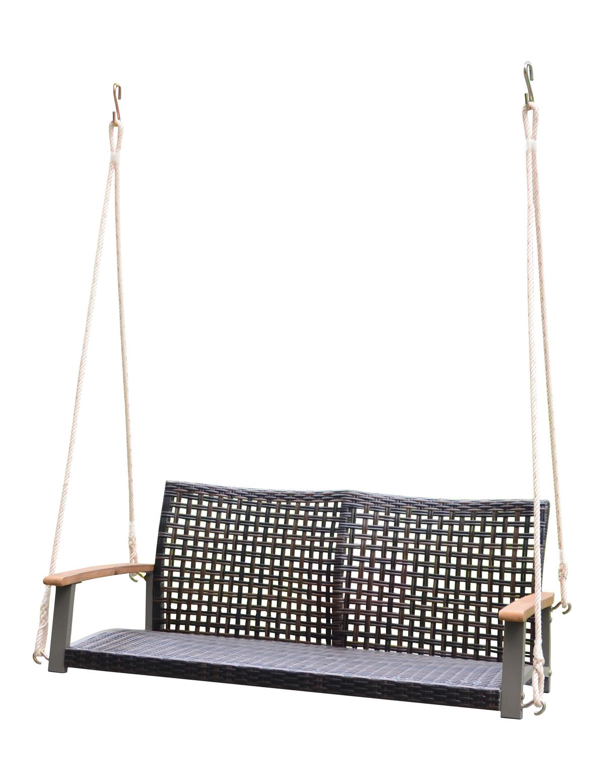 Gartenbank Echtholz/stahl Hängend 2-Sitzer Cuneo - Braun/Grau, Basics, Holz/Kunststoff (120/79/57cm) - Gardenson