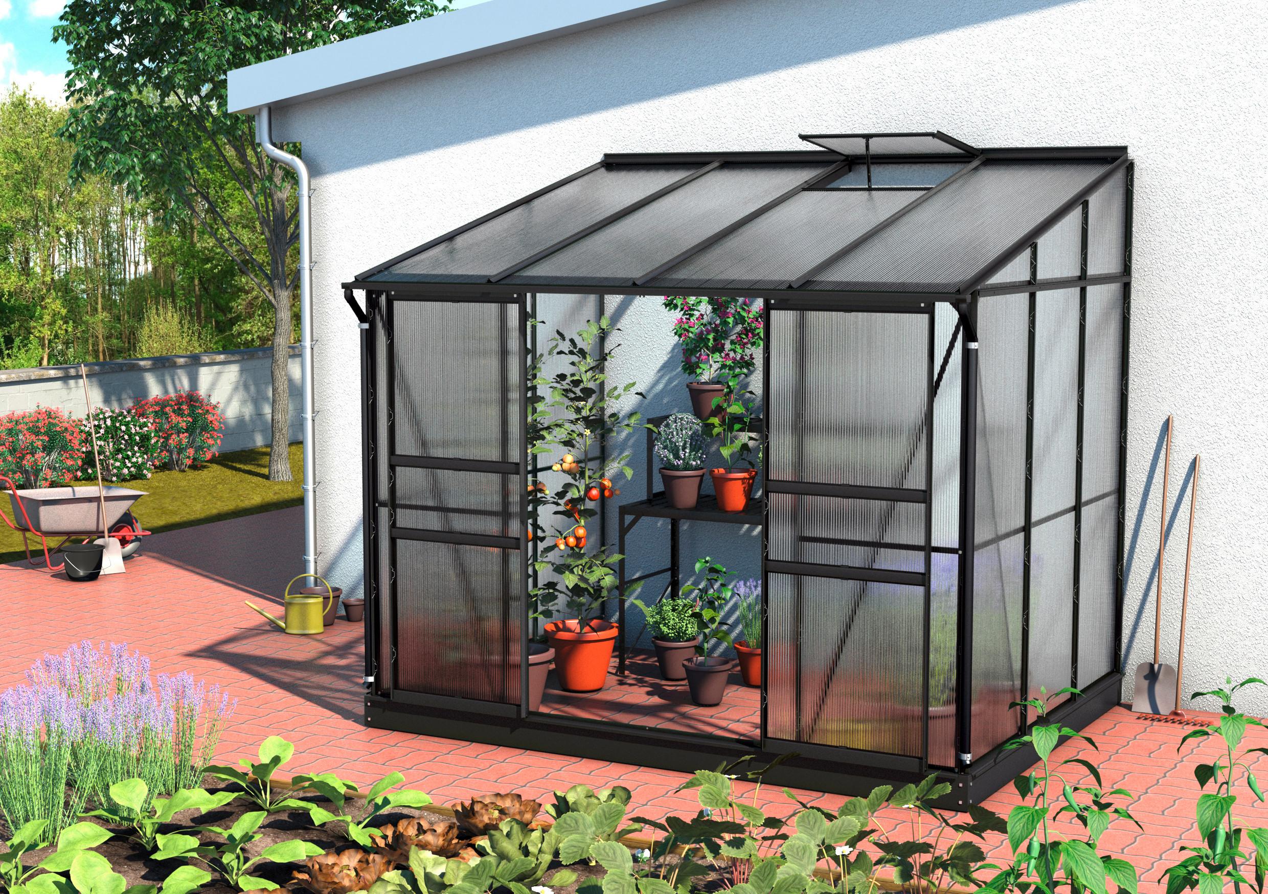 Anlehn-Gewächshausbausatz Ida 5200 Hkp 6mm, Schwarz