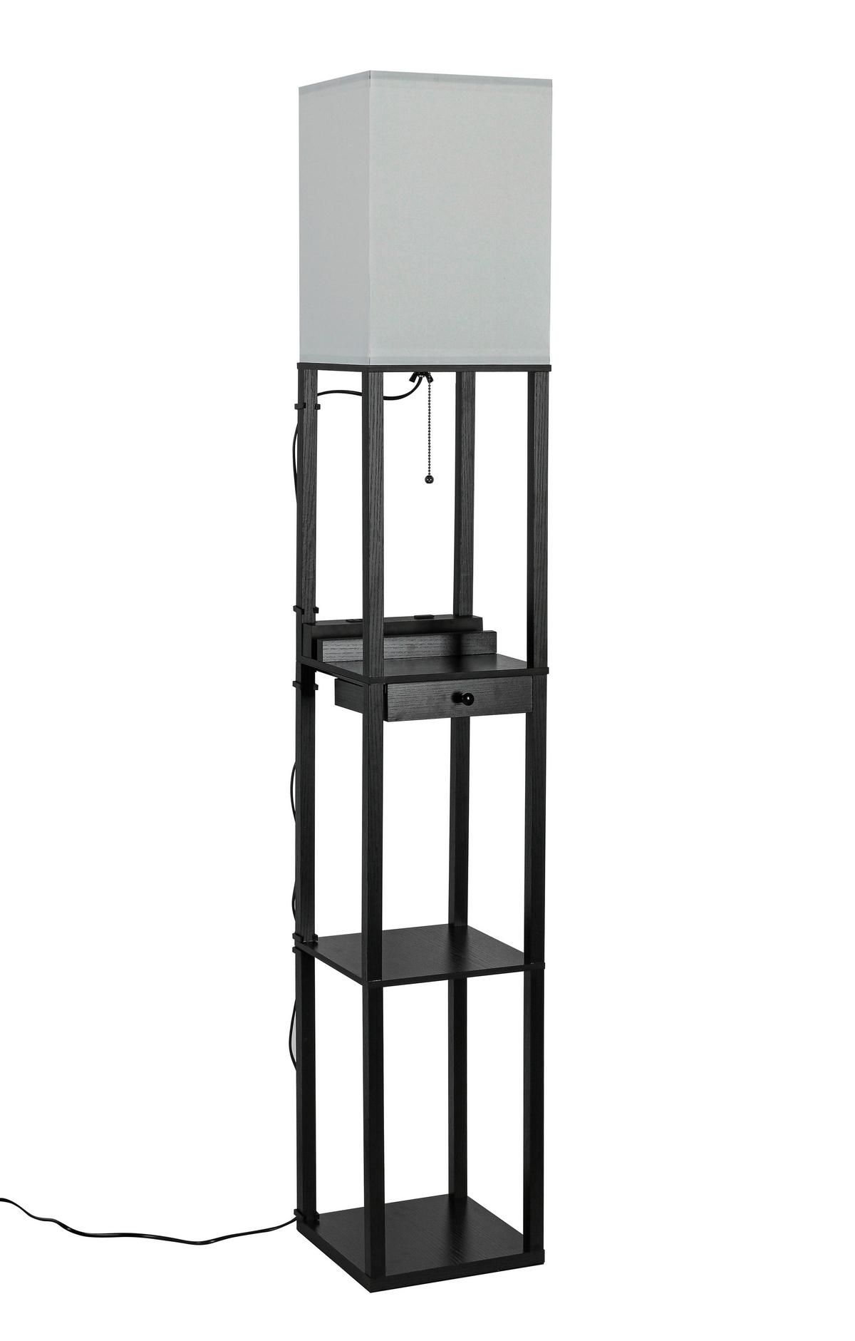 STOJACÍ LAMPA SVEN - bílá/černá, Basics, kov/kompozitní dřevo (26/160/26cm)