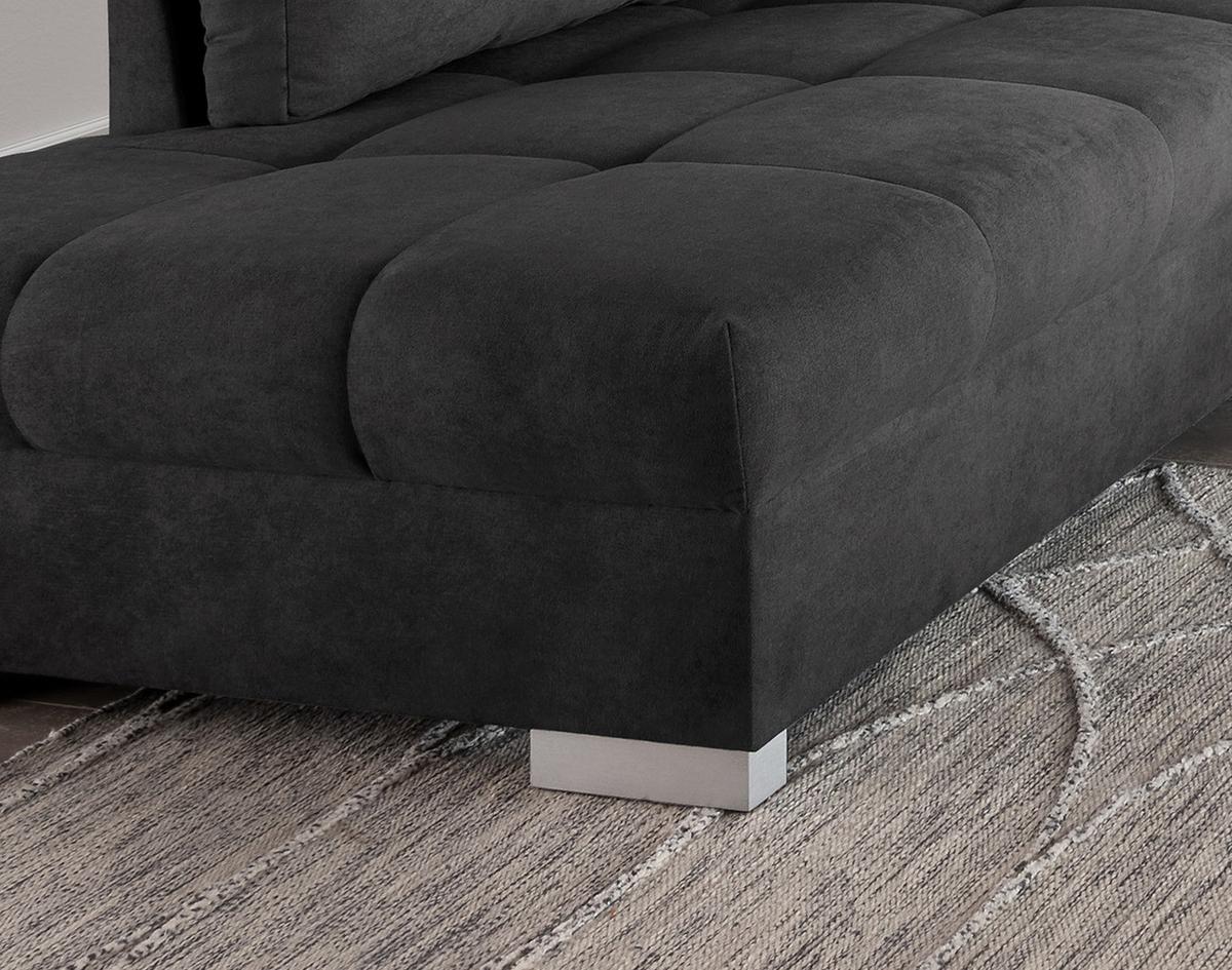 Eckschlafsofa Alvito Schwarz S: 202/298 cm - Silberfarben/Schwarz, Design, Textil (202/298cm) - MID.YOU