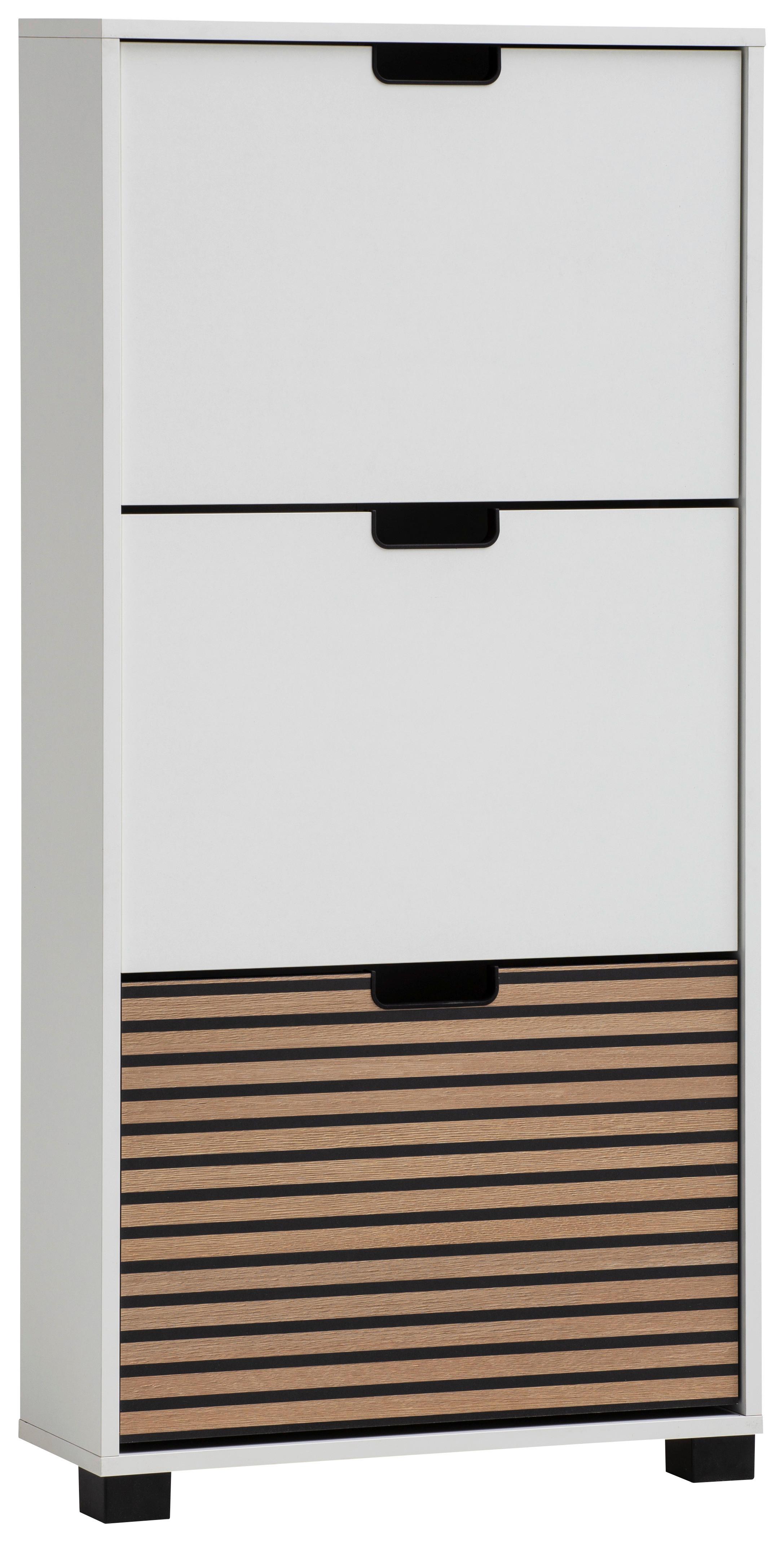 Schuhkipper Weiß /eichefarben B: 59,8 Cm - Eichefarben/Schwarz, Design, Holzwerkstoff/Kunststoff (59,8/124/19,55cm) - MID.YOU