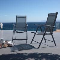 Gartensessel Klappbar Anja Aluminium, Textilene - Anthrazit, MODERN, Textil/Metall (56/106/66cm) - Ondega