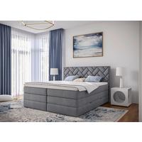Boxsprngbett inkl. Topper Silberfarben 180x200 cm Loreno - Silberfarben/Schwarz, MODERN, Holzwerkstoff/Textil (180/200cm) - MID.YOU
