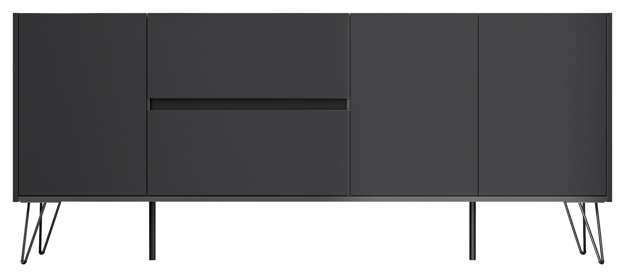 Sideboard Posseik Industrial Graphitfarben/Eiche B: 177 cm - Eichefarben/Schwarz, Design, Holzwerkstoff (177/75,8/42cm) - P & B