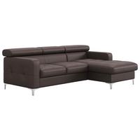 Ecksofa mit Schlaffunkttion Sammy Braun Leder - Chromfarben/Graubraun, Design, Leder (227/168cm) - Livetastic