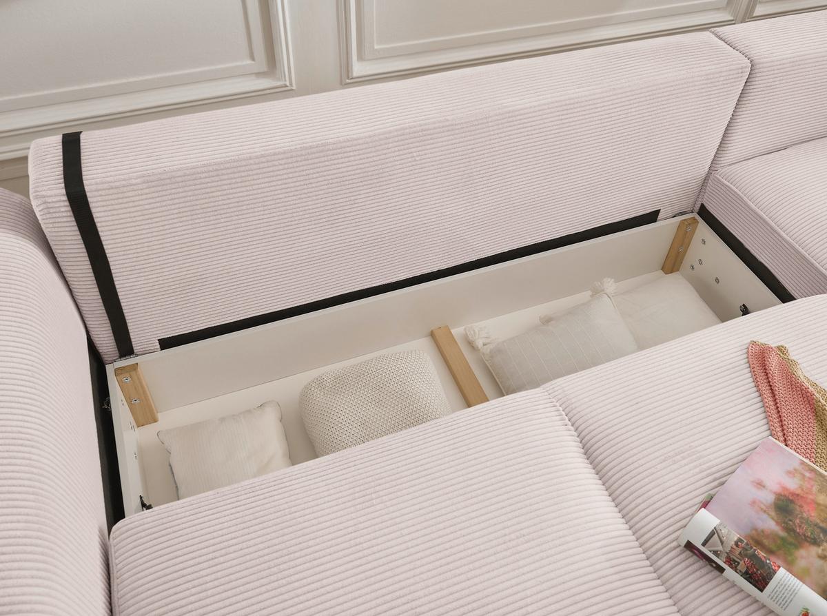 Ecksofa Maureen Rosa S: 318x197 Cm - Schwarz/Rosa, KONVENTIONELL, Textil (318/197cm) - MID.YOU