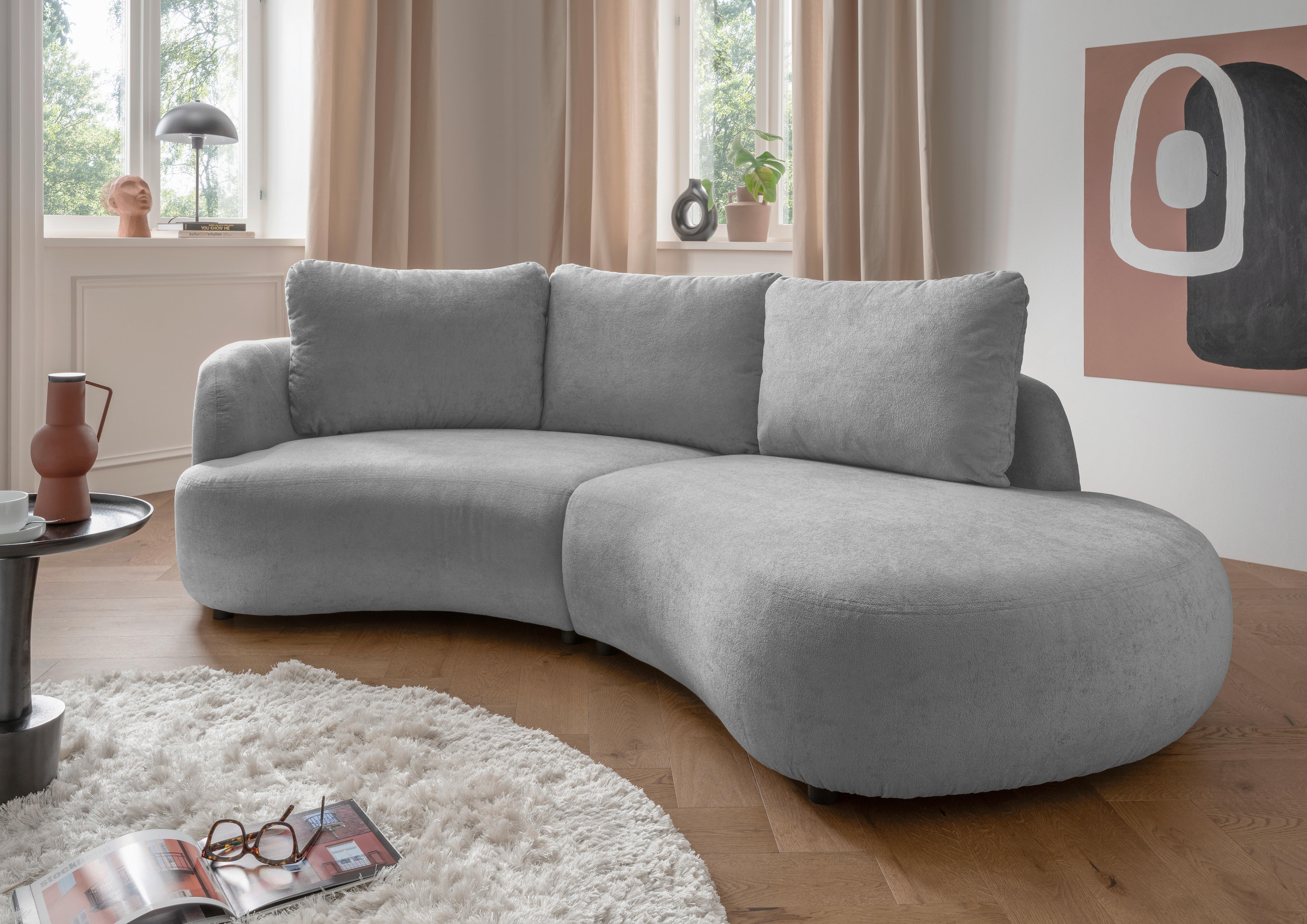 Ecksofa Doppo Silberfarben S: 139x250 cm - Silberfarben/Schwarz, MODERN, Textil (139/250cm) - Livetastic
