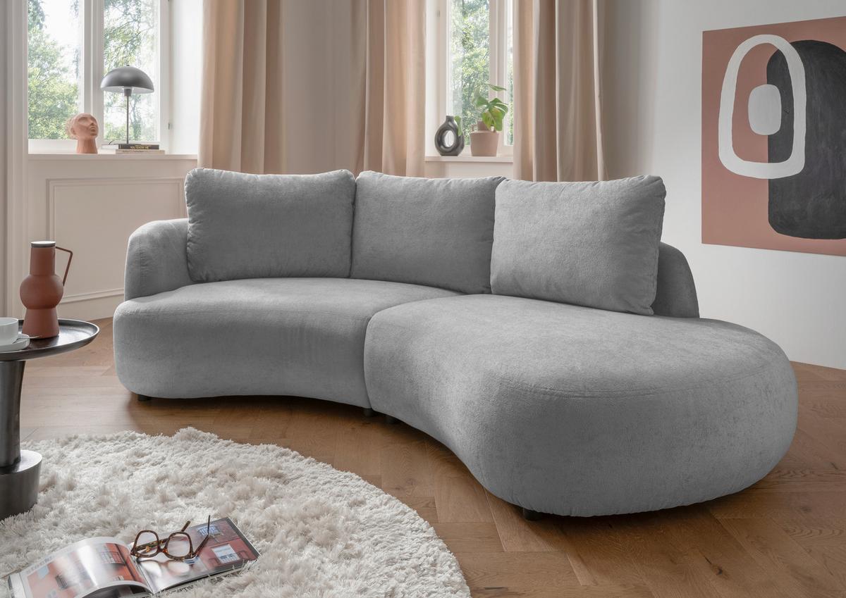 Ecksofa Doppo Silberfarben S: 139x250 cm - Silberfarben/Schwarz, MODERN, Textil (139/250cm) - Livetastic