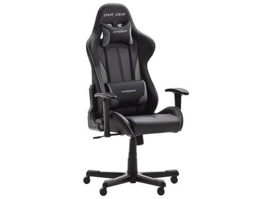 Gamingstuhl DX Racer Schwarz/Weiß - Schwarz/Grau, MODERN, Kunststoff/Metall (74/123-132/52cm) - Dxracer Gamingstuhl DX Racer Schwarz/Weiß - Schwarz/Grau, MODERN, Kunststoff/Metall (74/123-132/52cm) - Dxracer