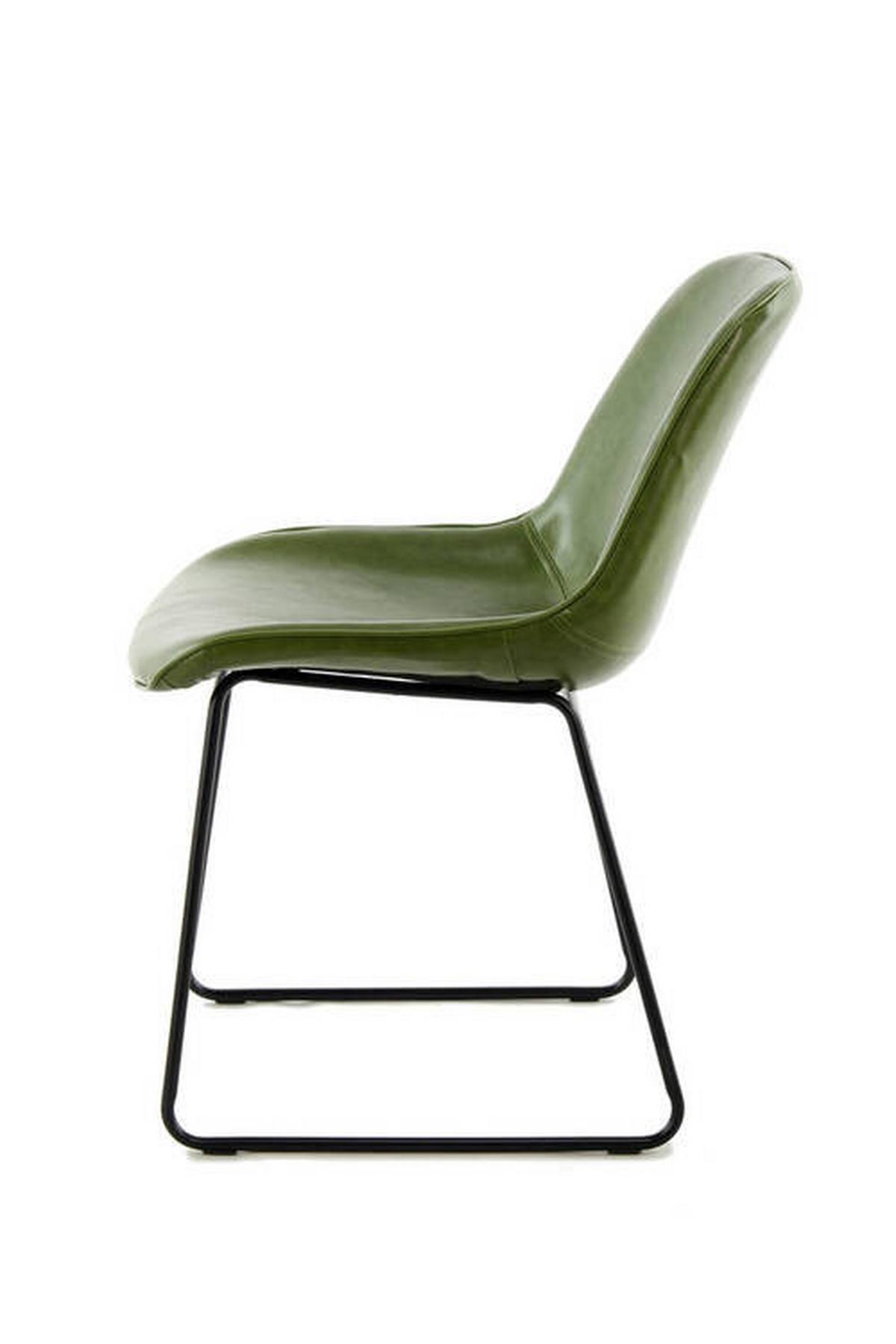 Schalenstuhl Cora Grün Gepolstert 2er-Set - Grün, MODERN, Leder/Metall (49,5/81/64,5cm) - Kayoom