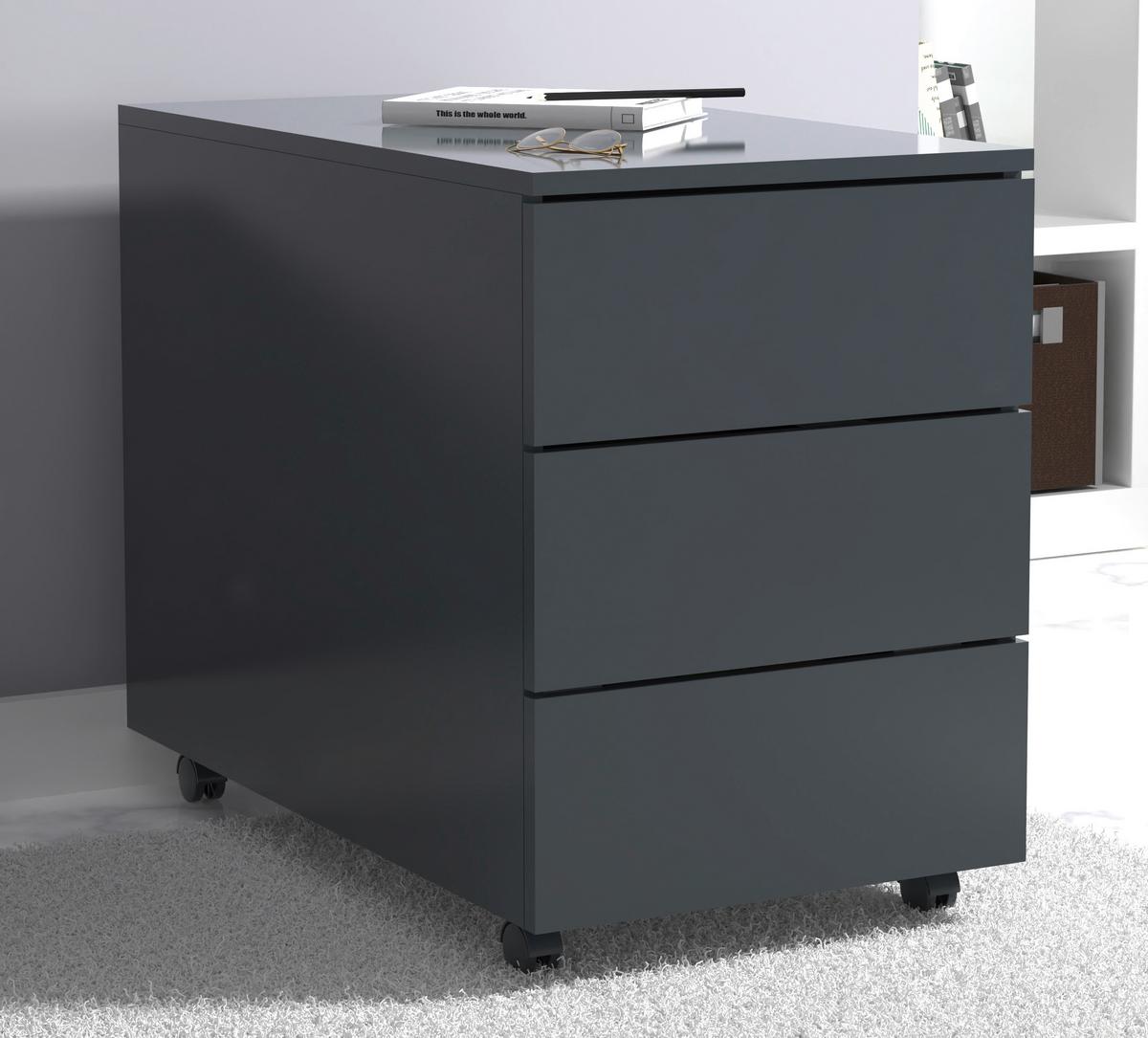 Rollcontainer Anthrazit Dalosa 39x55x70 cm - Anthrazit, MODERN, Holzwerkstoff/Kunststoff (39/55/70cm) - MID.YOU