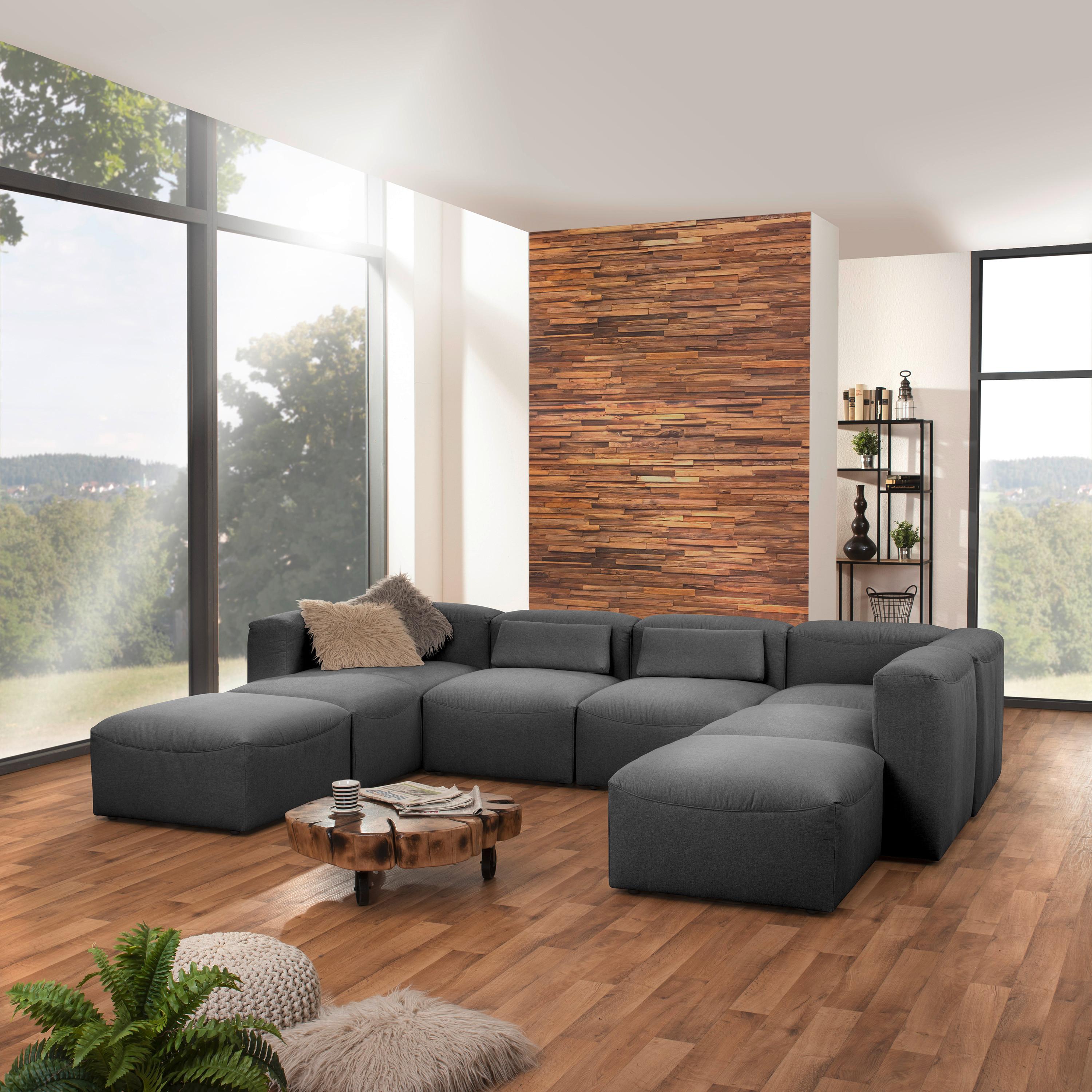 Wohnlandschaft Lena - Anthrazit, Design, Textil (235/350/250cm) - Max Winzer