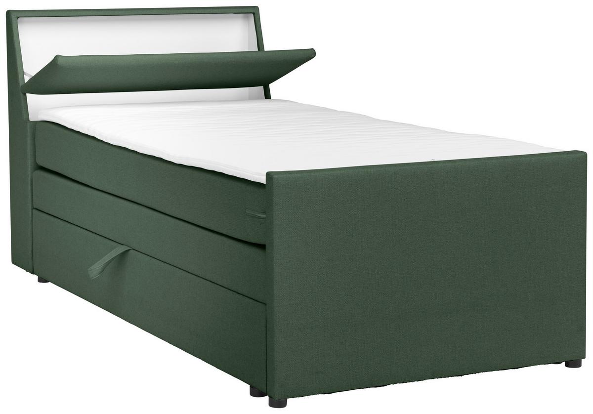 Boxspringbett Mit Bettkasten Nida 100x200 Cm Grün - Schwarz/Grün, MODERN, Holz/Textil (100/200cm) - MID.YOU