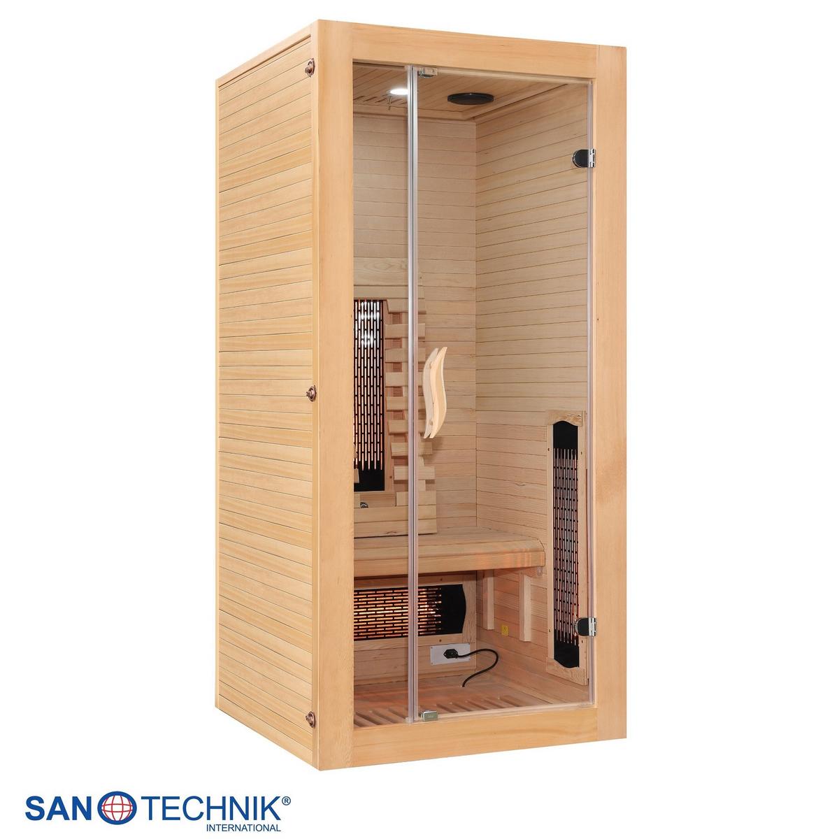 Infrarotkabine ergonomische Rückenlehnen - Naturfarben, Basics, Glas/Holz (90/190/90cm) - Sanotechnik