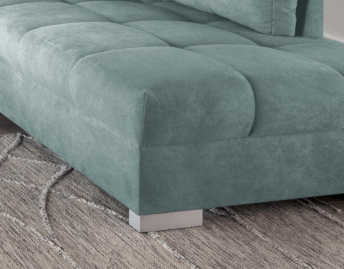 Eckschlafsofa Alvito Mintgrün S: 298/202 cm - Silberfarben/Mintgrün, Design, Textil (298/202cm) - MID.YOU