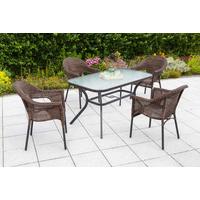 Gartentischgruppe Ravenna 5tlg. Set aus Aluminium - Dunkelbraun/Graphitfarben, KONVENTIONELL, Glas/Kunststoff - Gardenson