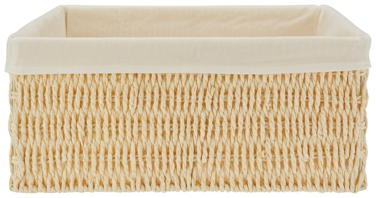 ÚLOŽNÝ KOŠÍK SALLY - S - biela/prírodná farba, textil/papier (24/20/10cm) - Mömax