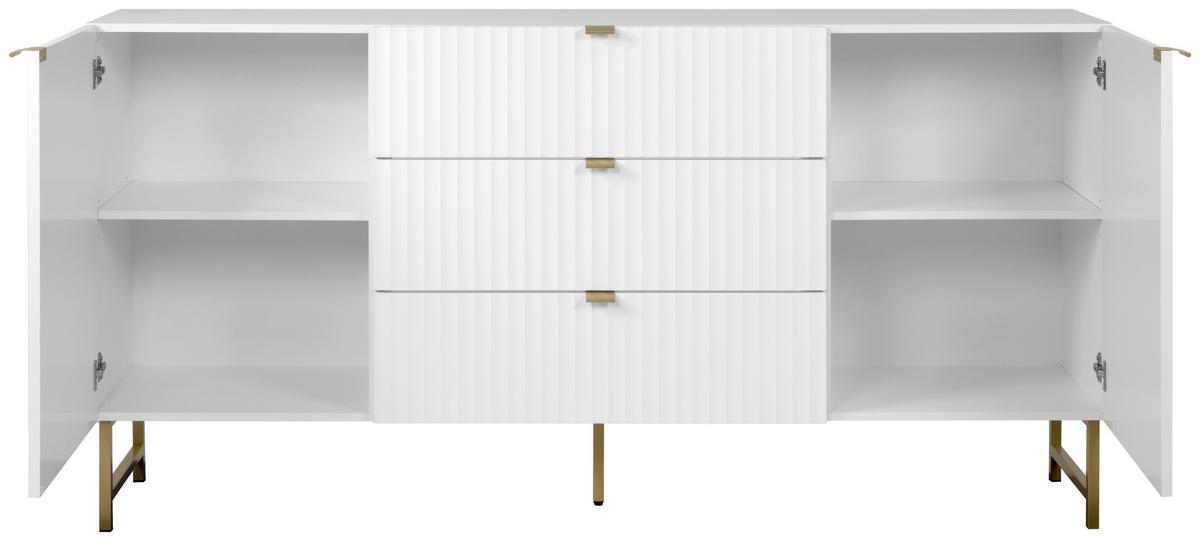 Sideboard Edinburgh 179 Cm Weiß - Goldfarben/Weiß, Design, Holzwerkstoff (179/90/41cm) - MID.YOU