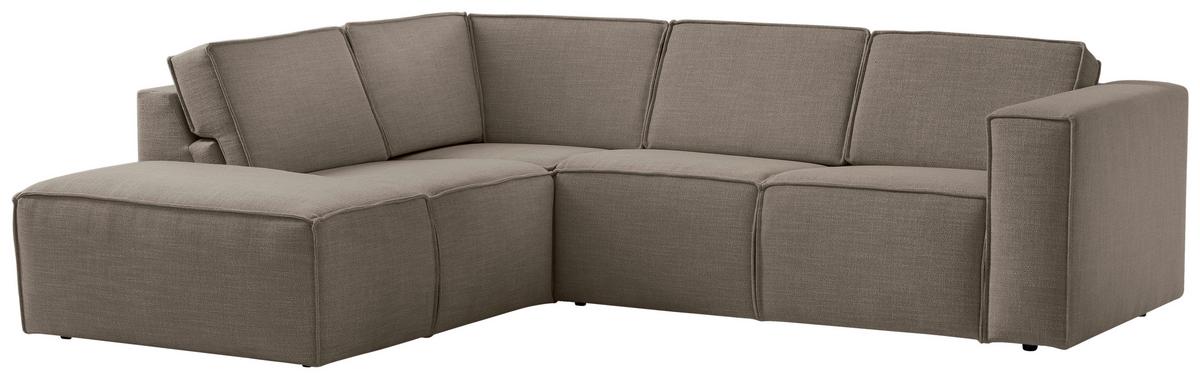 Ecksofa Dice Taupe/Grau - Taupe/Schwarz, MODERN, Textil (220/255cm) - MID.YOU