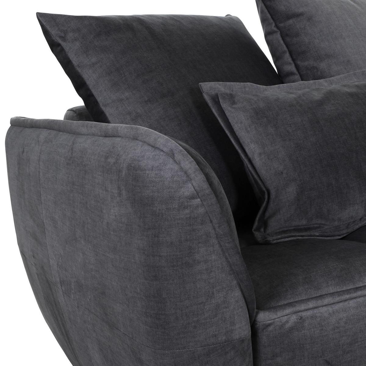 2-Sitzer-Sofa Mit Schlaffunktion Meyford B:250cm - Dunkelgrau/Schwarz, KONVENTIONELL, Textil (250/70/118cm) - MID.YOU